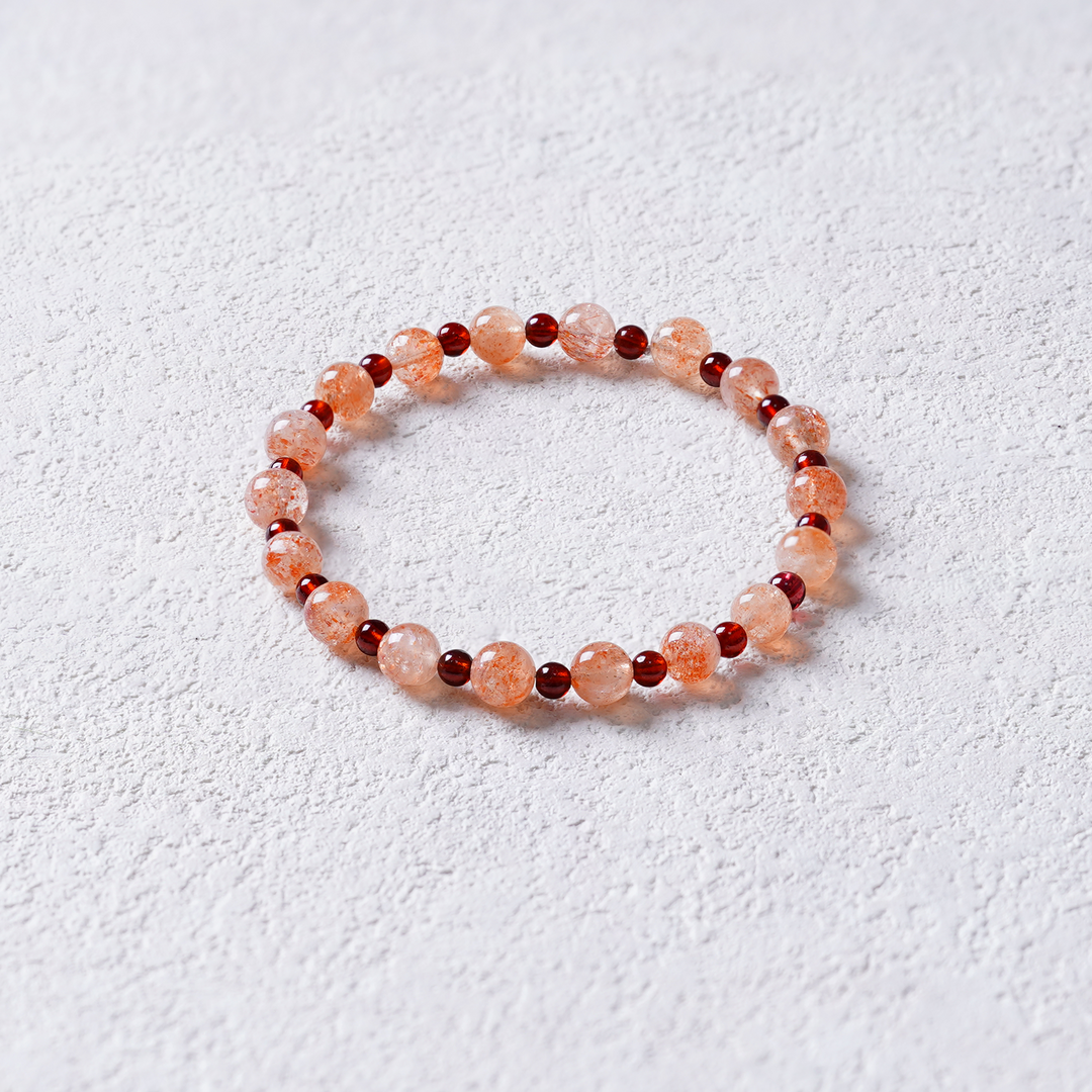 6mm Golden Sun & Garnet Bracelet