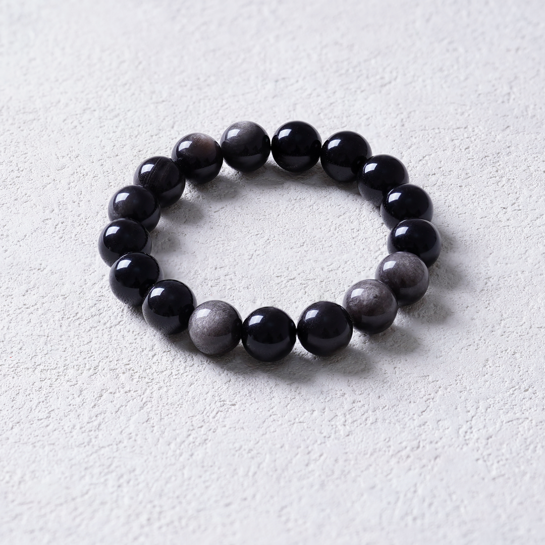 12mm Silver Sheen Obsidian Bracelet-Scorpio-Protection&Saftey