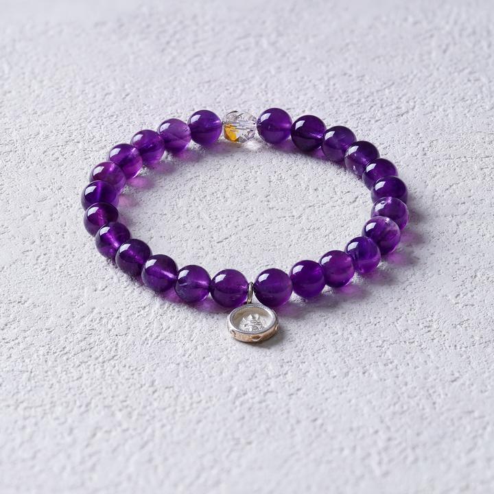 Amethyst & Silver Buddha Ametrine Bracelet