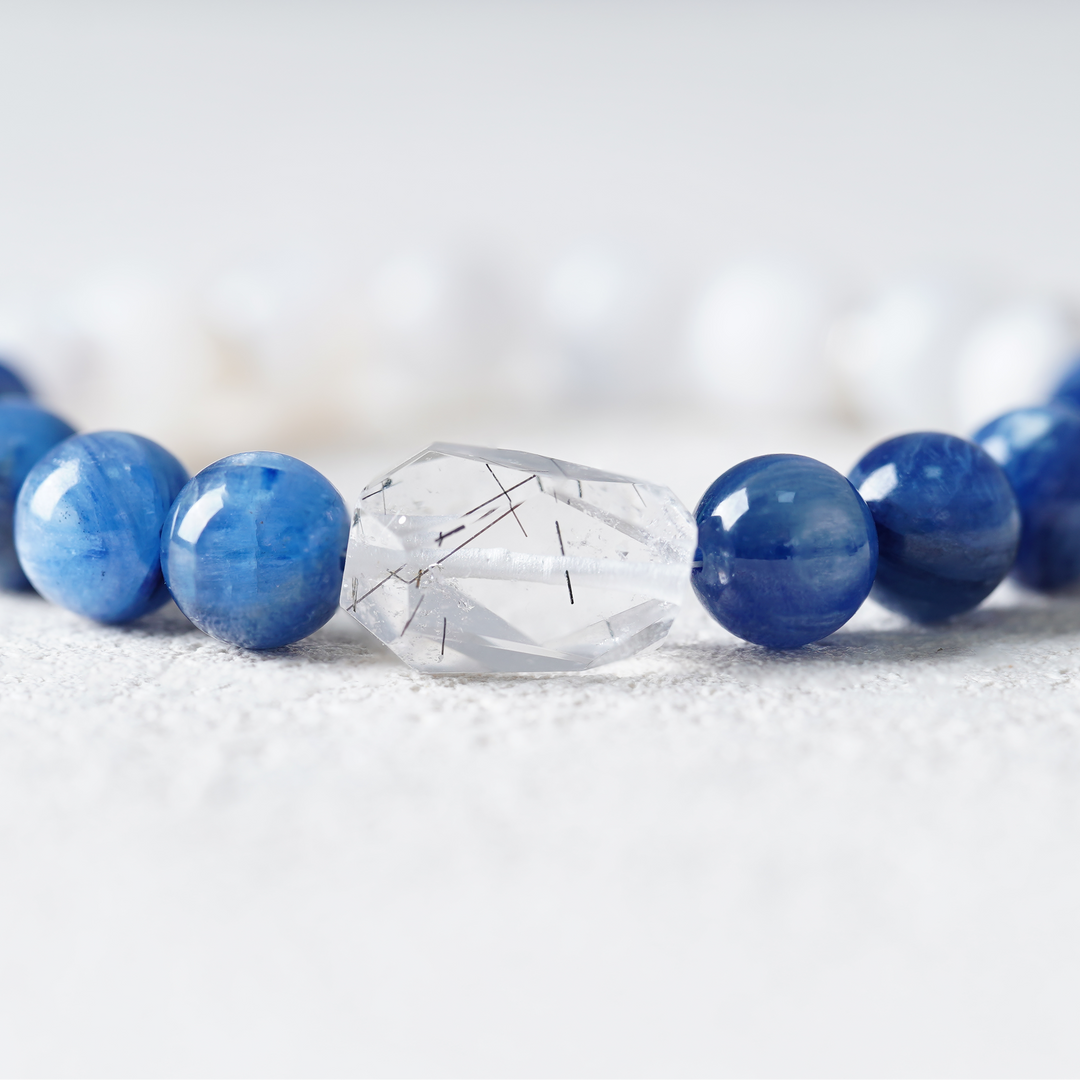 Ethereal Balance Bracelet - Moonstone, Kyanite & Black Rutilated Quartz