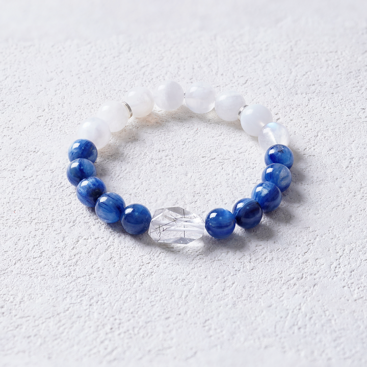 Ethereal Balance Bracelet - Moonstone, Kyanite & Black Rutilated Quartz