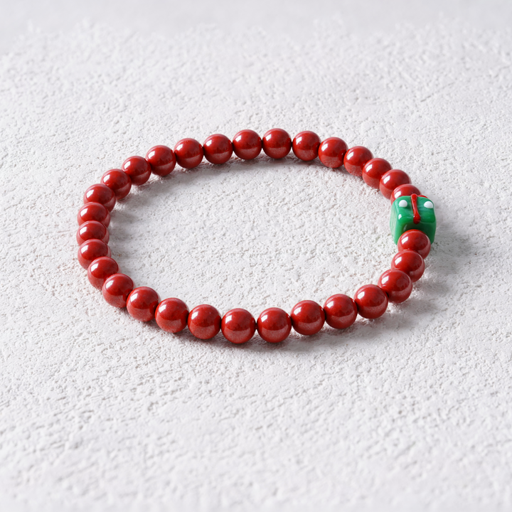 Christmas Edition: Cinnabar & Japanese Glass Bracelet