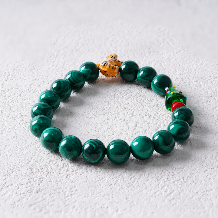 Christmas Edition: Malachite & Japanese Glass Bracelet