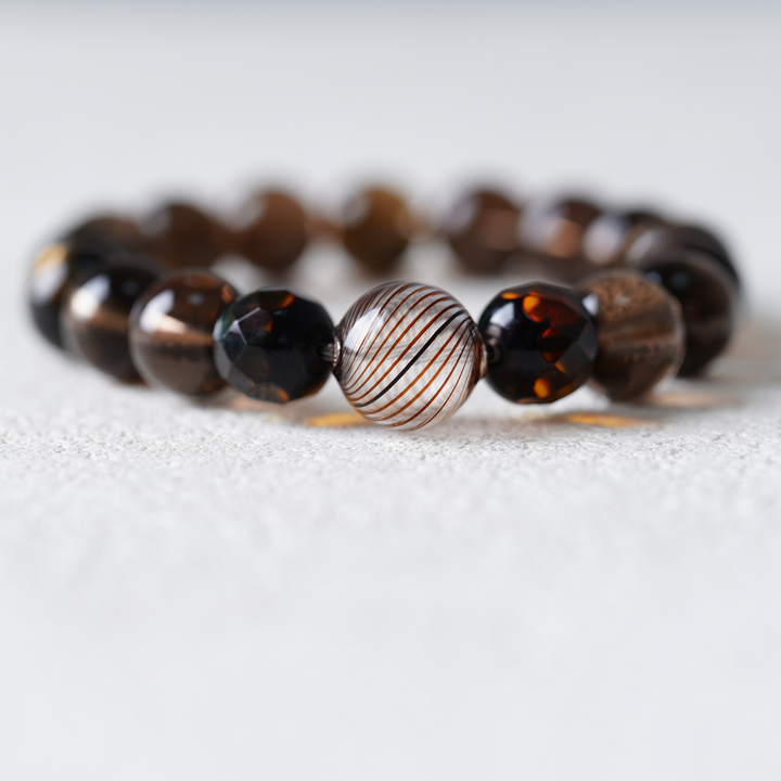 Smoky Quartz & Japanese Bead Bracelet